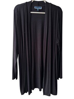 XL Karen Scott Black Long Sleeve Stretch Cardigan Comfy Minimalist Capsule